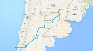 Driving Map Santa Fé – Bariloche
