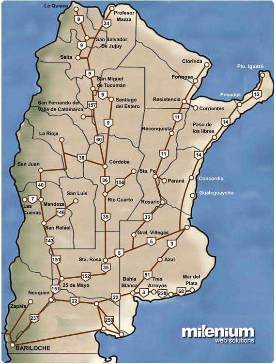 Mapa Rutas Zona Norte hacia Bariloche