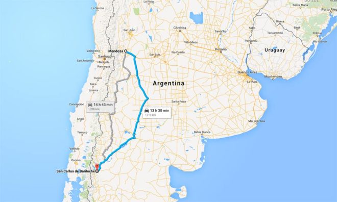 Mapa Ruta Mendoza Bariloche
