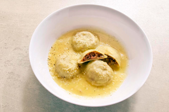 Sorrentinos de Chorizo y Verduras Asadas